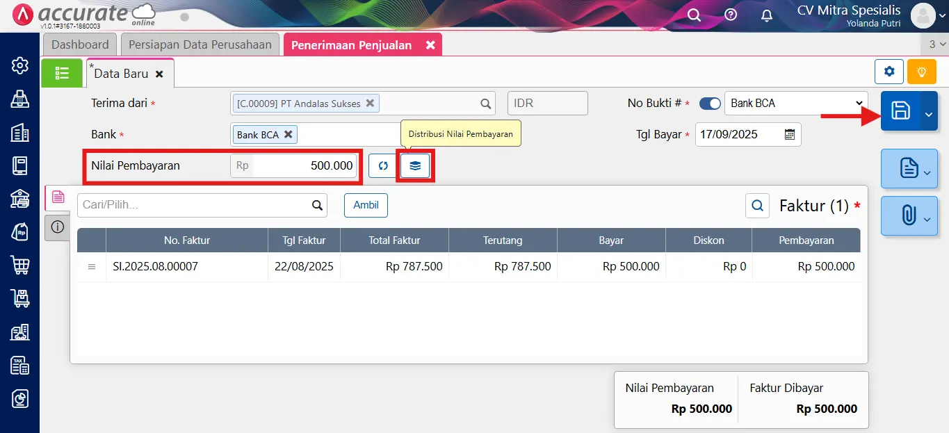 fitur penerimaan penjualan Accurate Online